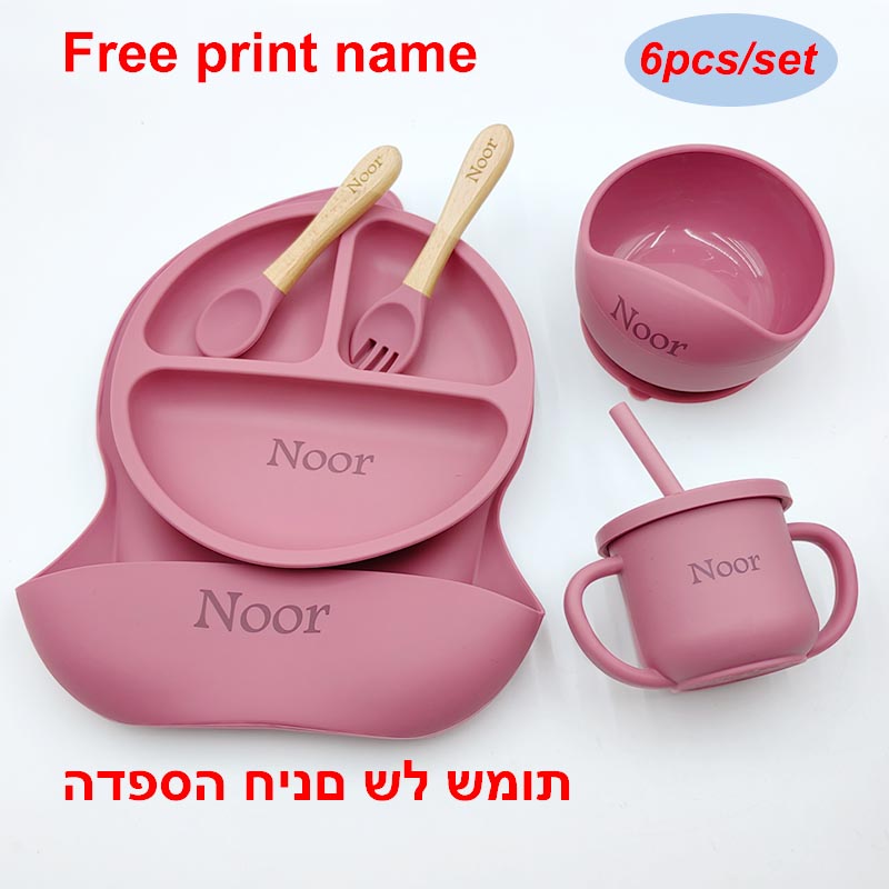 Baby Led Weaning Set - 6Pcs Silicone Tableware For Kids Baby