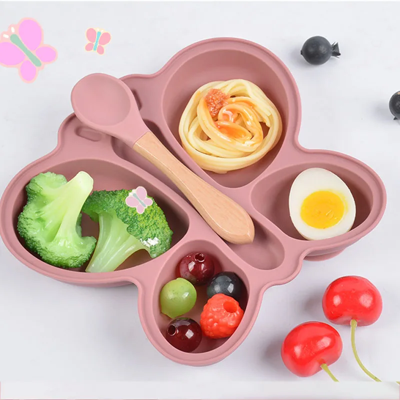 Baby Led Weaning Set - 2pcs Baby Butterfly Silicone Dining Plate