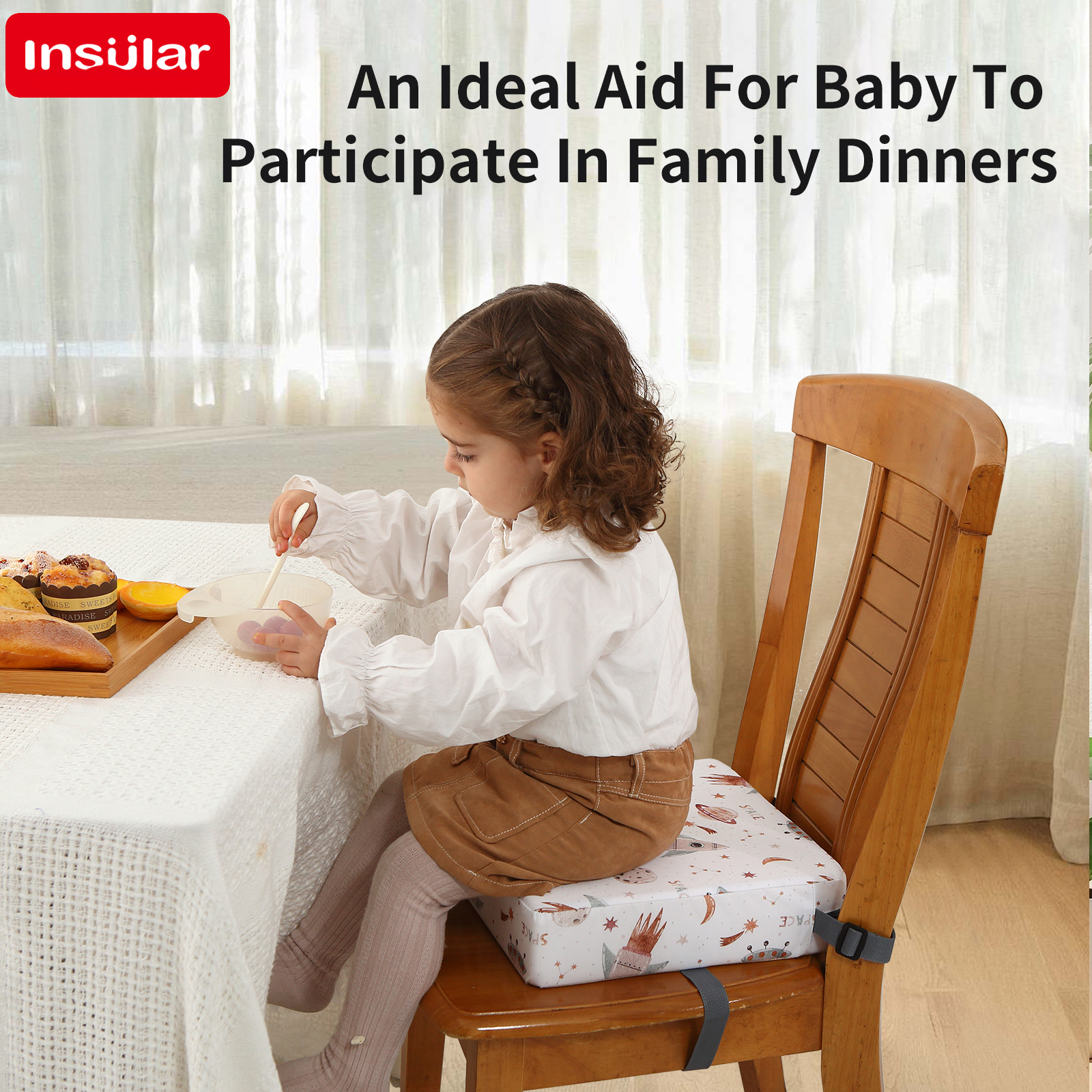 Baby High Chair Booster - New Kids Ventilated Highchair Seat Pad