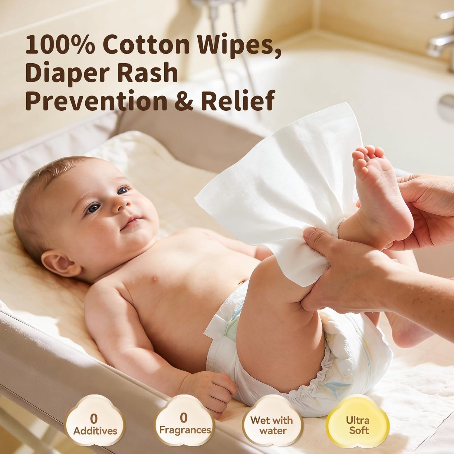 100% Cotton Dry Wipes for Baby - Baby Products For Dry Skin บทวิจารณ์และราคา