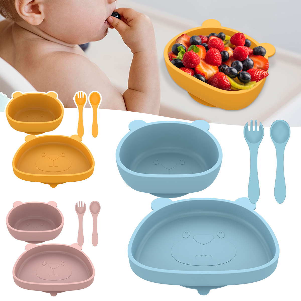 Baby Plate and Bowl Set with S - Baby Led Weaning Set บทวิจารณ์และราคา