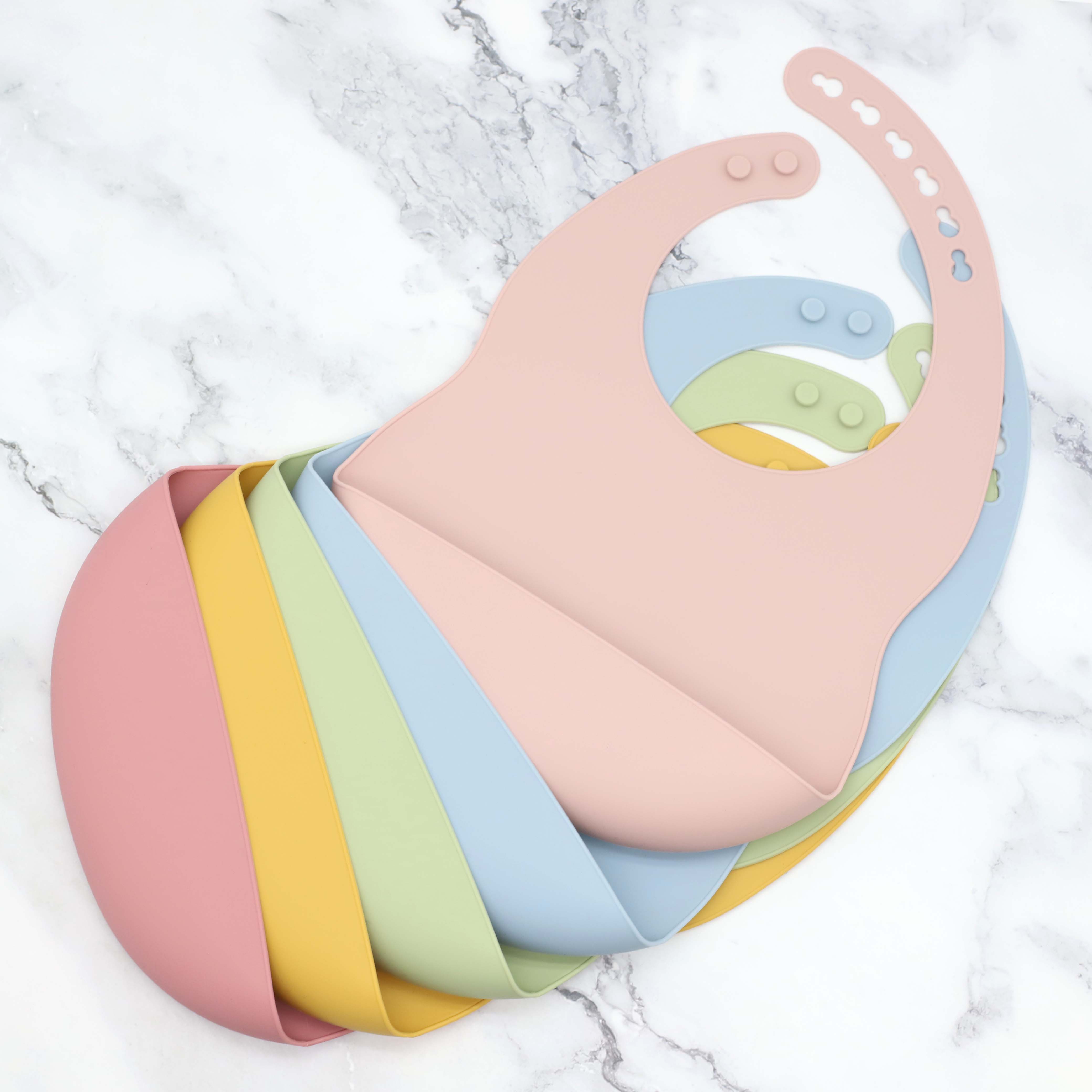 New baby silicone bib with adj - Silicone Baby Bibs บทวิจารณ์และราคา