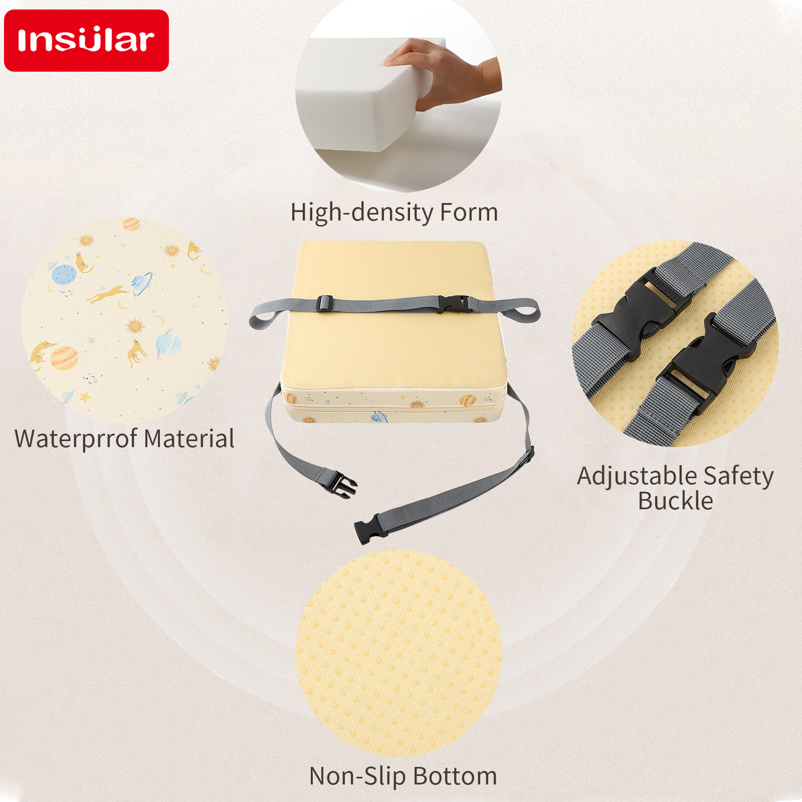 INSULAR Waterproof Non-Slip Hi - Baby High Chair Booster บทวิจารณ์และราคา