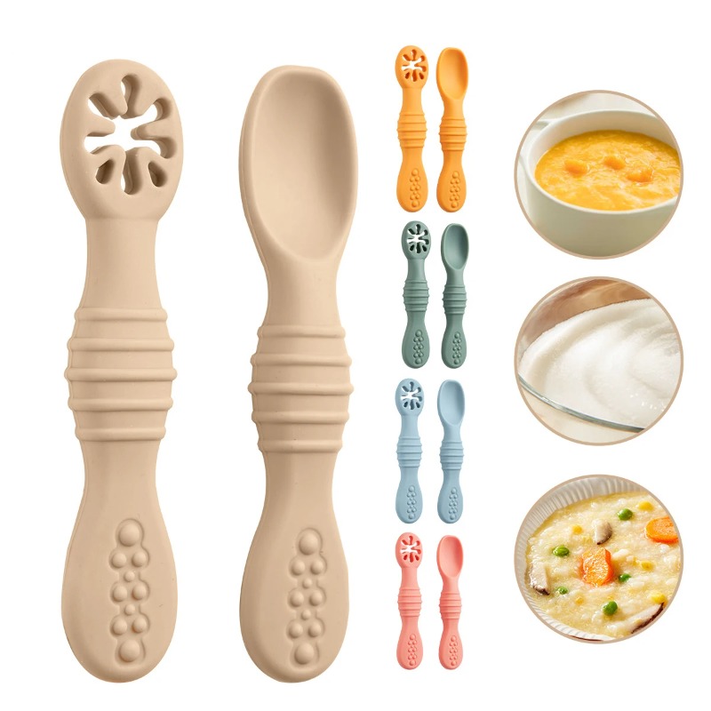 2PCS/Set Silicone Baby Spoons  - Baby Led Weaning Set บทวิจารณ์และราคา