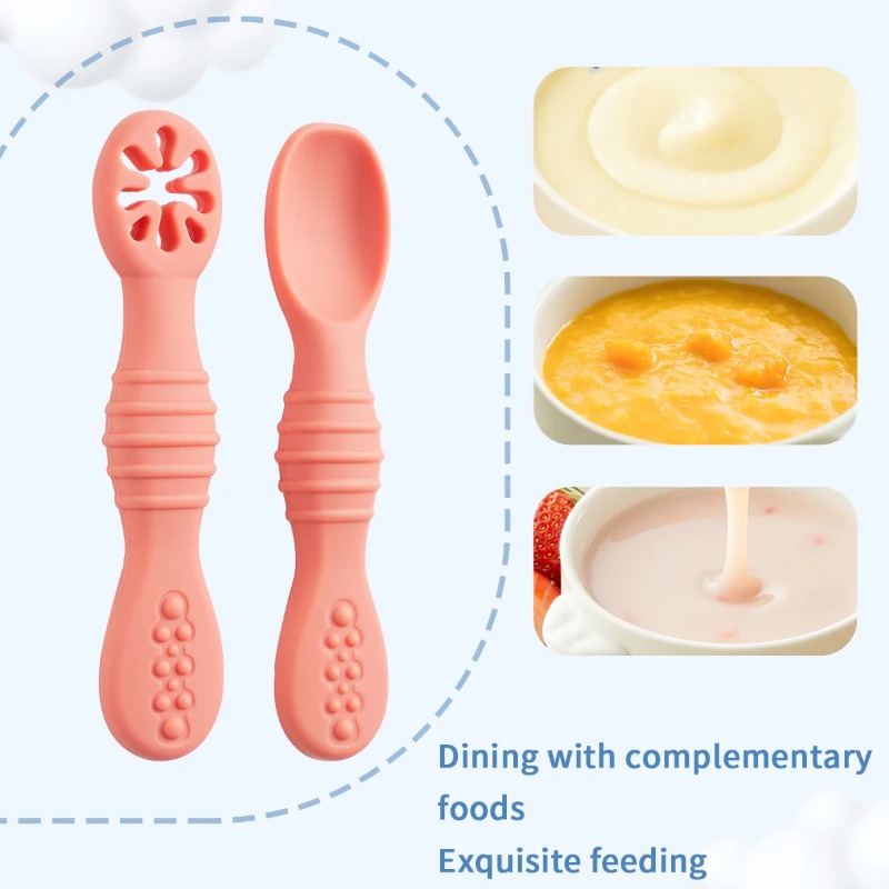 2PCS/Set Silicone Baby Spoons  - Baby Led Weaning Set บทวิจารณ์และราคา